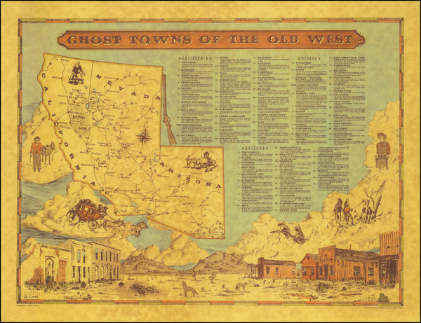 92-Southwest, Arizona, Nevada, California and Pictorial Maps Map By Marvel Maps  &  John D. La