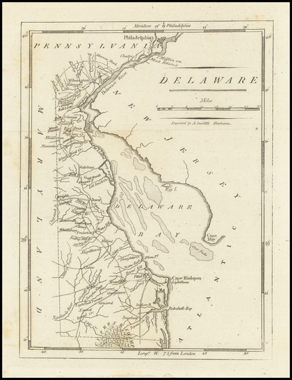 36-Delaware Map By Mathew Carey