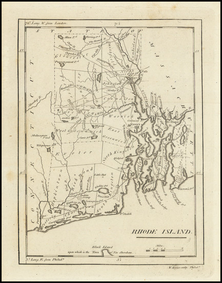 34-Rhode Island Map By Mathew Carey