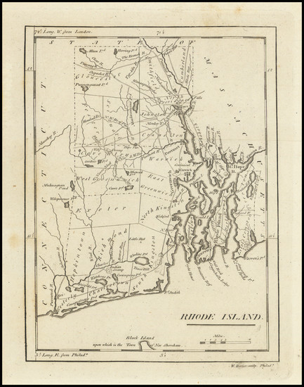 6-Rhode Island Map By Mathew Carey