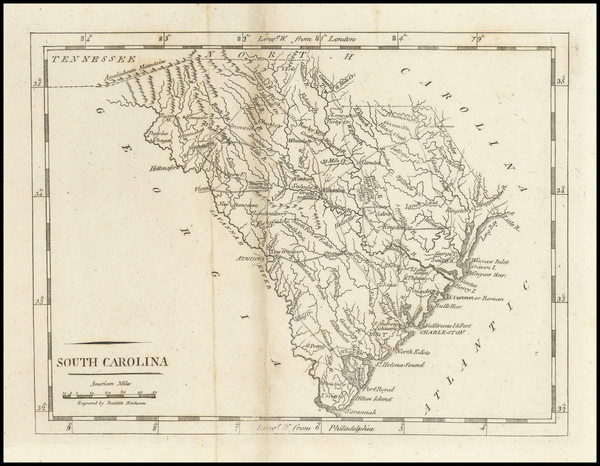 1-South Carolina Map By Mathew Carey