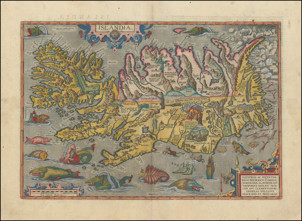 61-Iceland Map By Abraham Ortelius