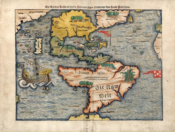 22-South America and America Map By Sebastian Munster