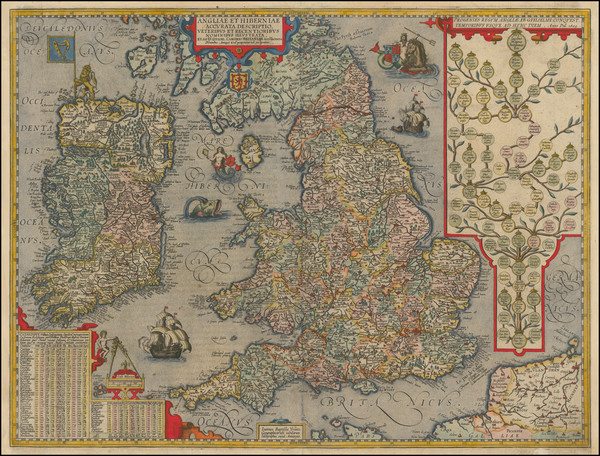 12-British Isles Map By Abraham Ortelius / Johannes Baptista Vrients