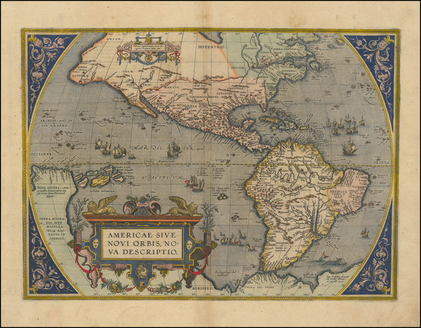 53-Western Hemisphere, North America and South America Map By Abraham Ortelius