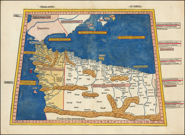 60-North Africa and Balearic Islands Map By Claudius Ptolemy / Johann Reger