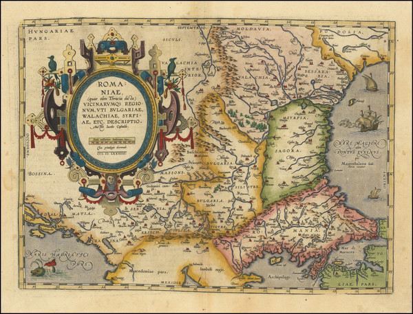 75-Romania, Albania, Kosovo, Macedonia and Bulgaria Map By Abraham Ortelius