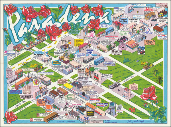 82-Los Angeles and Other California Cities Map By Beate Gnielka-Woody