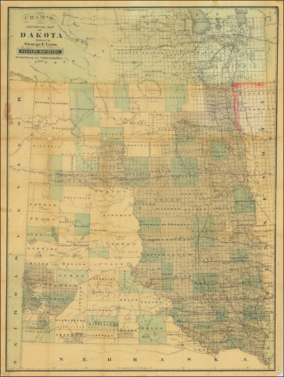 59-North Dakota and South Dakota Map By George F. Cram