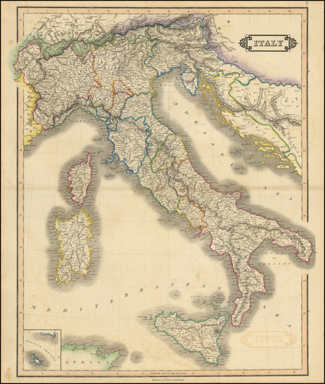 32-Italy Map By William Home Lizars