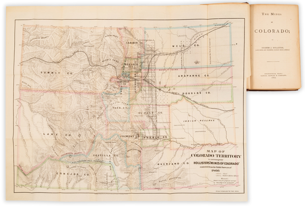 37-Colorado, Rocky Mountains, Colorado and Rare Books Map By Major & Knapp / Ovando J. Hollist