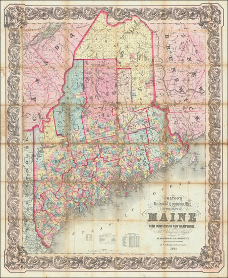 69-Maine Map By Joseph Hutchins Colton