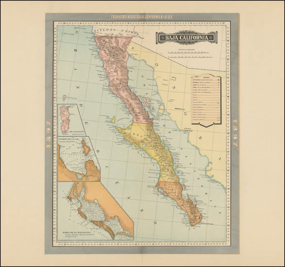 92-Baja California Map By Antonio Garcia y Cubas