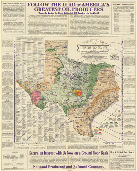 35-Texas and Geological Map By Standard Blue Print Map & Engineering Co.