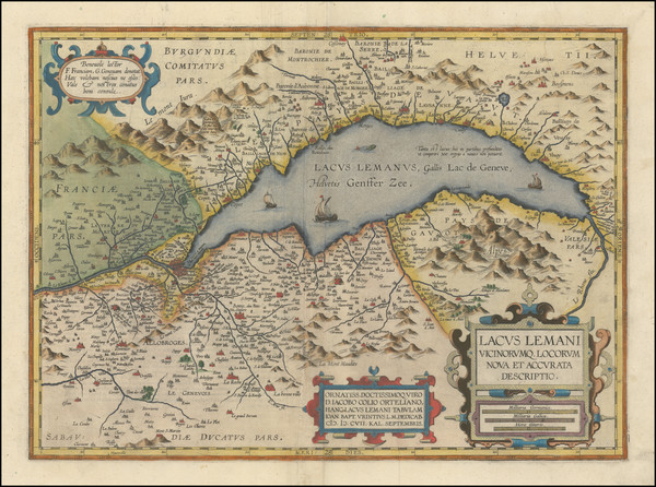 93-Switzerland and Sud et Alpes Française Map By Abraham Ortelius