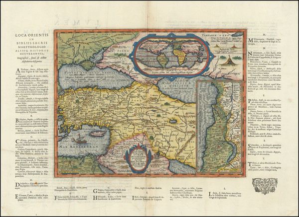 95-World, Middle East and Turkey & Asia Minor Map By Abraham Ortelius