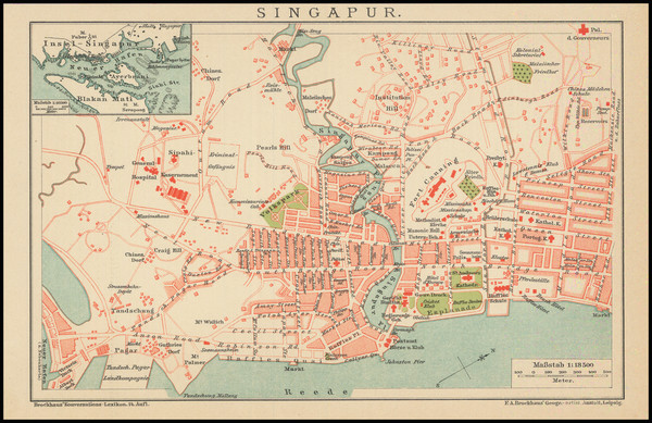 52-Singapore Map By Friedrich Arnold Brockhaus