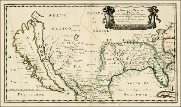 26-Florida, Southeast, Texas, Midwest, Southwest and California Map By Nicolas Sanson