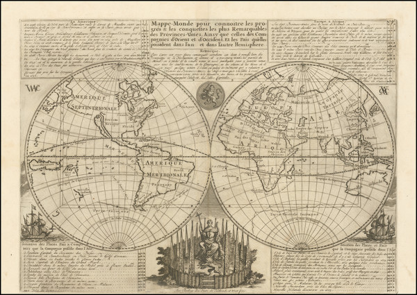 70-World and California as an Island Map By Henri Chatelain