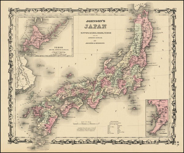 95-Japan Map By Alvin Jewett Johnson  &  Ross C. Browning