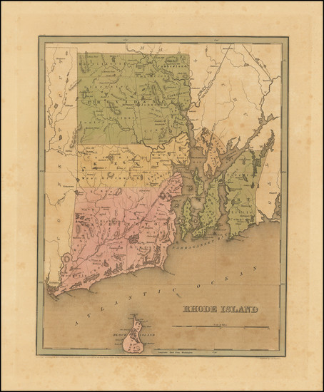 39-Rhode Island Map By Thomas Gamaliel Bradford