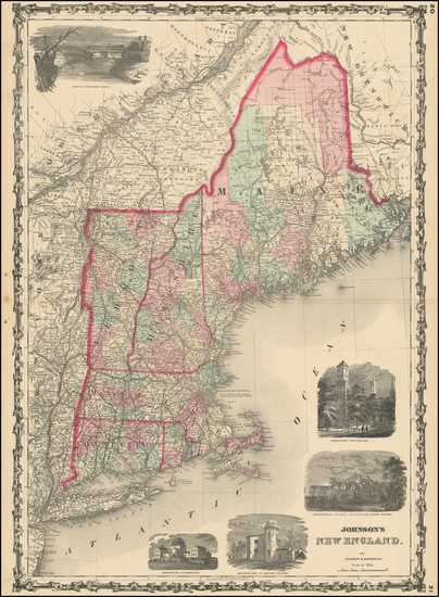 44-New England, Maine, Massachusetts, New Hampshire, Rhode Island and Vermont Map By Alvin Jewett 