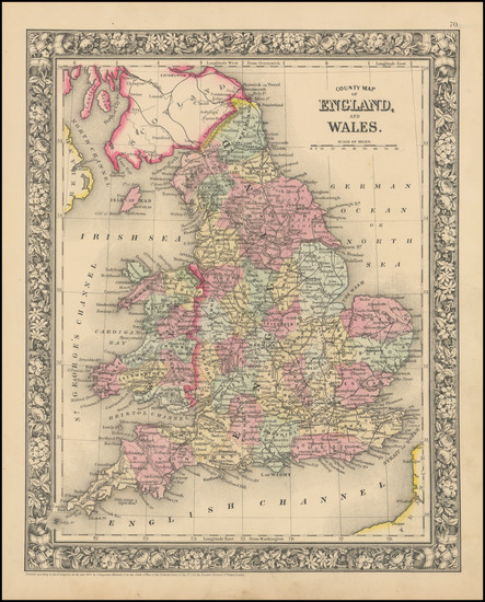 45-England Map By Samuel Augustus Mitchell Jr.