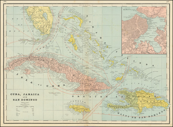 63-Florida, Cuba, Hispaniola and Bahamas Map By George F. Cram