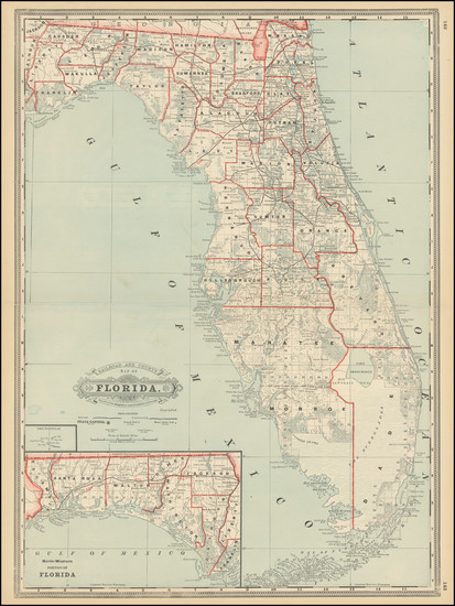 41-Florida Map By George F. Cram