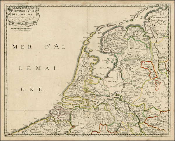 65-Netherlands Map By Nicolas Sanson