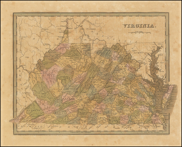 94-West Virginia and Virginia Map By Thomas Gamaliel Bradford