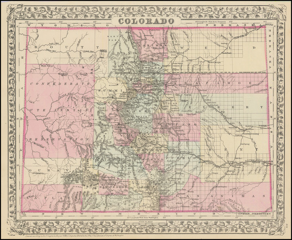 27-Oklahoma & Indian Territory, Colorado and Colorado Map By Samuel Augustus Mitchell Jr.