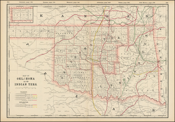 74-Oklahoma & Indian Territory Map By George F. Cram