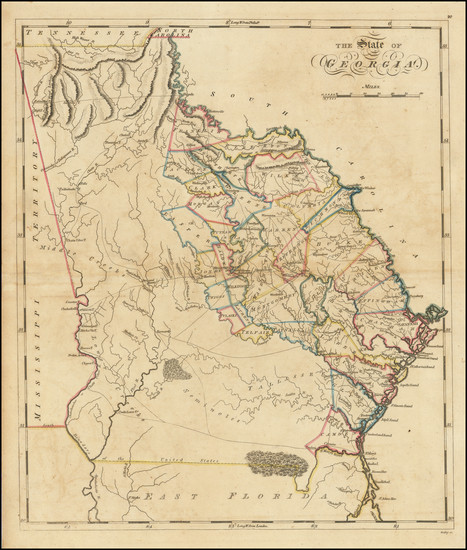 25-Georgia Map By Mathew Carey