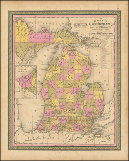 95-Michigan Map By Samuel Augustus Mitchell