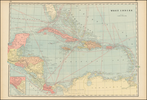 53-Caribbean Map By George F. Cram