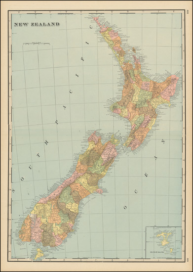 52-New Zealand Map By George F. Cram