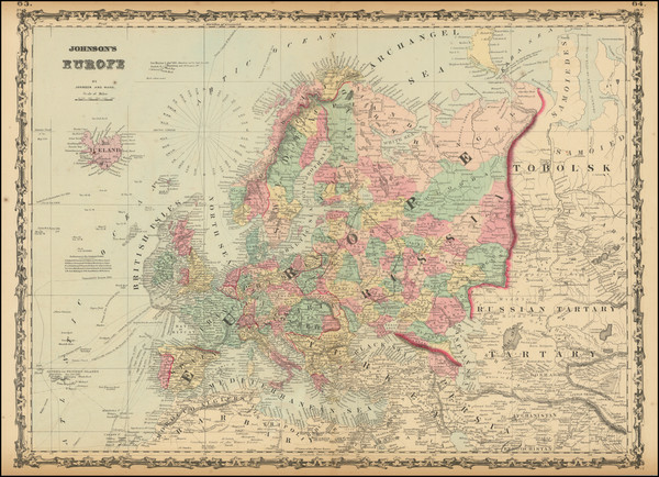 63-Europe Map By Alvin Jewett Johnson  &  Benjamin P Ward