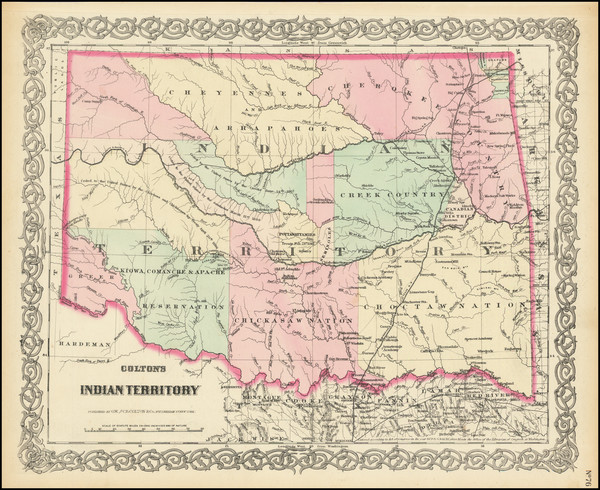 91-Oklahoma & Indian Territory Map By G.W.  & C.B. Colton