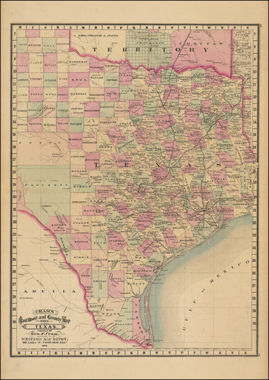 18-Texas and Oklahoma & Indian Territory Map By George F. Cram