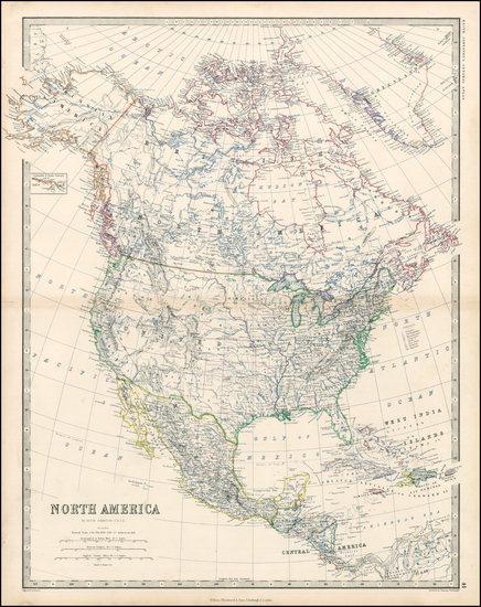 72-North America Map By W. & A.K. Johnston