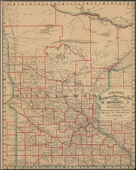 45-Minnesota Map By George F. Cram