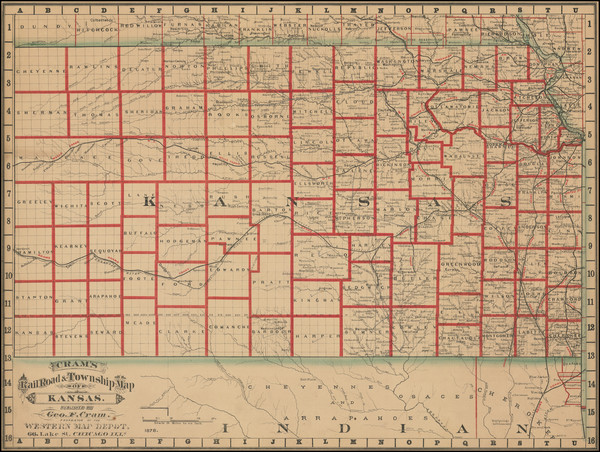 80-Kansas Map By George F. Cram