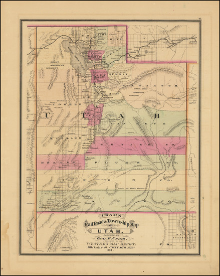 73-Utah and Utah Map By George F. Cram