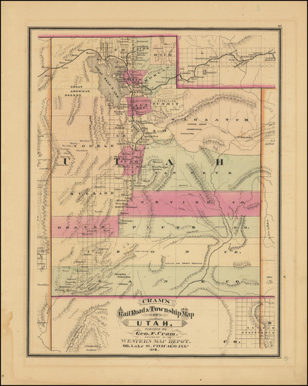 22-Utah and Utah Map By George F. Cram