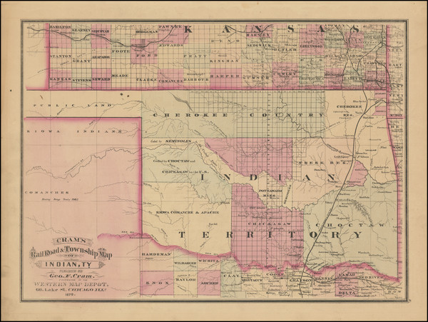 86-Oklahoma & Indian Territory Map By George F. Cram