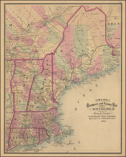 94-New England, Connecticut, Maine, Massachusetts, New Hampshire, Rhode Island and Vermont Map By 