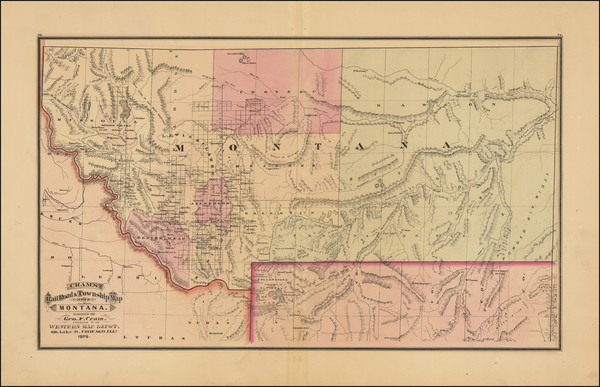 0-Montana Map By George F. Cram