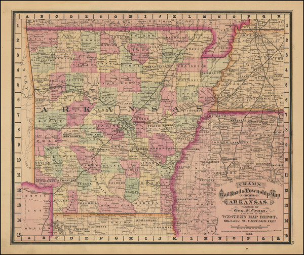 66-Arkansas Map By George F. Cram