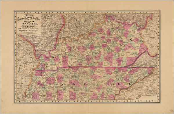 74-Kentucky and Tennessee Map By George F. Cram